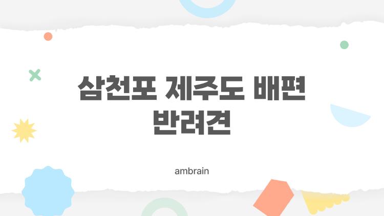 삼천포 제주도 배편 반려견